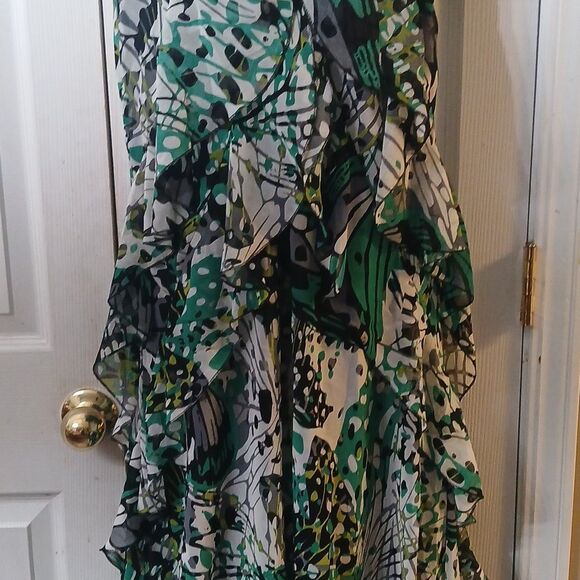 Signature by Robbie Bee green black white sleeveless hi low dress Sz 12 NWOT - Picture 3 of 8